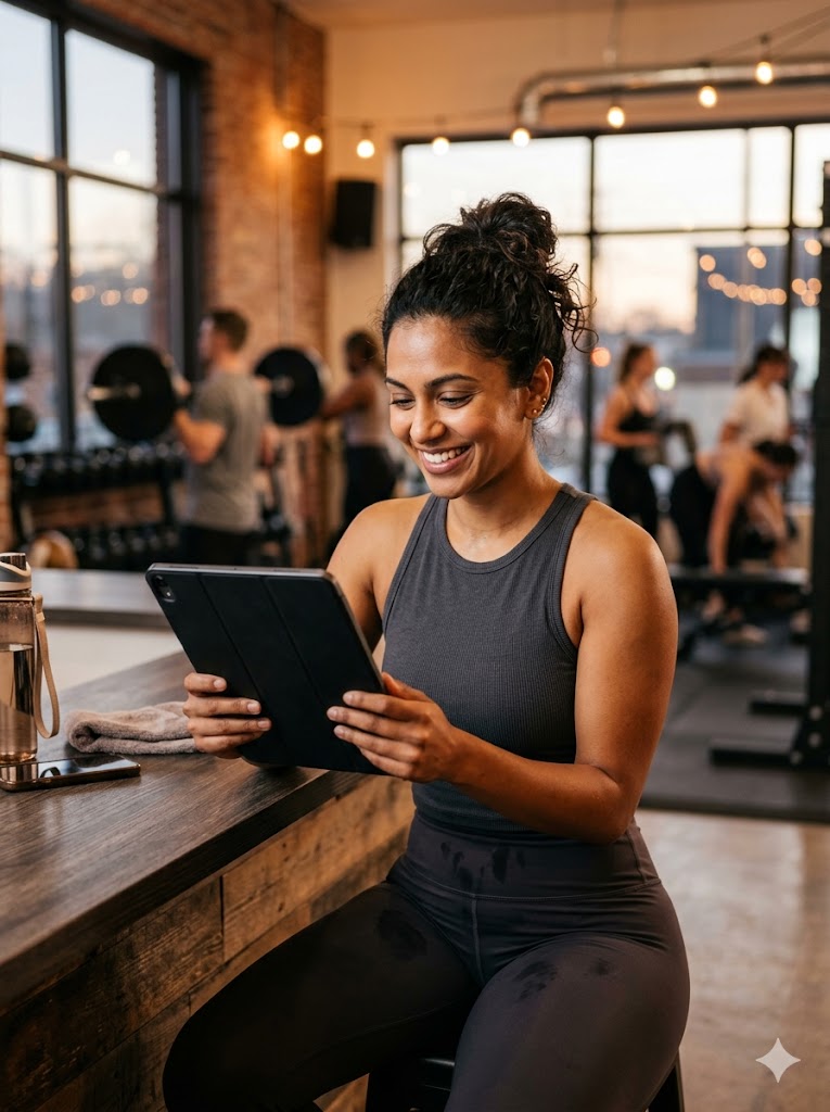 Member reviewing personalized fitness report